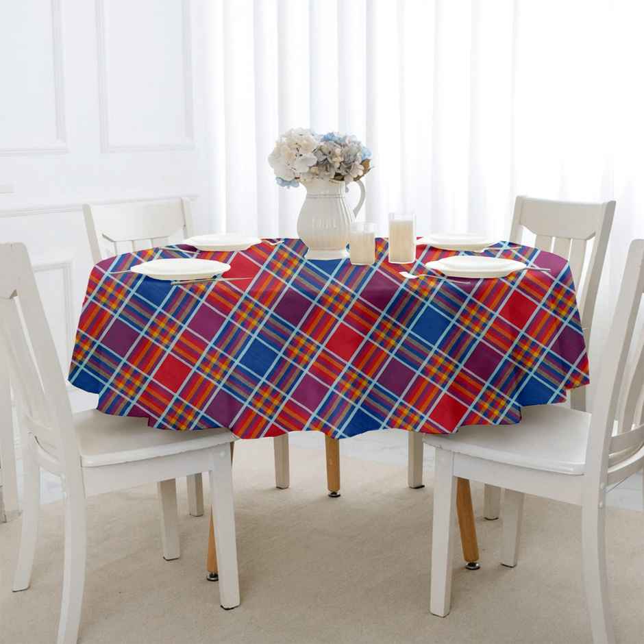Lushomes Cotton Table Cloth - Red Checks | 60 inch Round | 5 ft Round