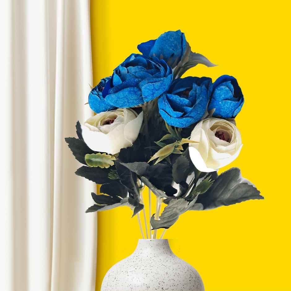 10club Artificial Peonies | Blue And White Flowers With Leaves