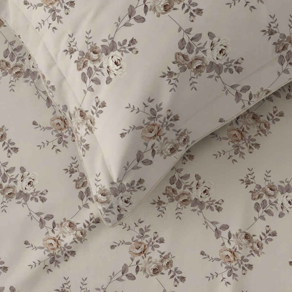 Raymond Home 120 GSM Hazel Floral Double Bedsheet with 2 Pillow Covers Beige