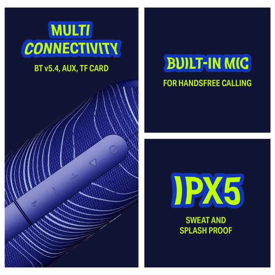 boAt Stone Arc, 20W Signature Sound, 58mm Drivers, Upto 12 Hrs Battery, RGB LEDs | Frozen Blue