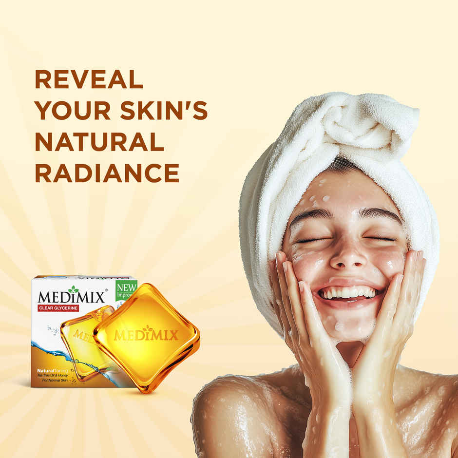 Medimix Clear Glycerine Natural Toning Bathing Soap with Tea Tree Oil & Honey