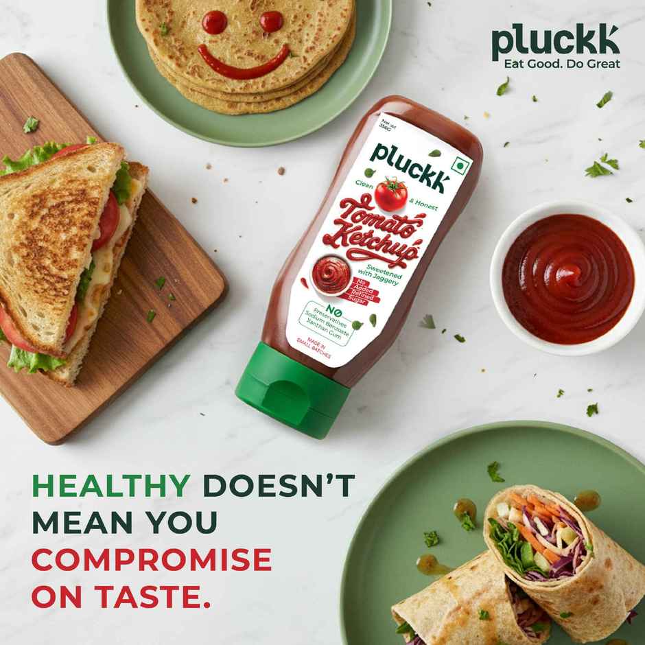 Pluckk Guilt-Free Tomato Ketchup - No Refined Sugar, No Preservatives, No Artificial Thickeners
