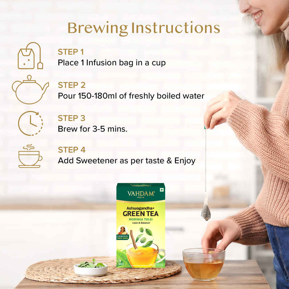 Vahdam Ashwagandha Moringa Tulsi Green Tea