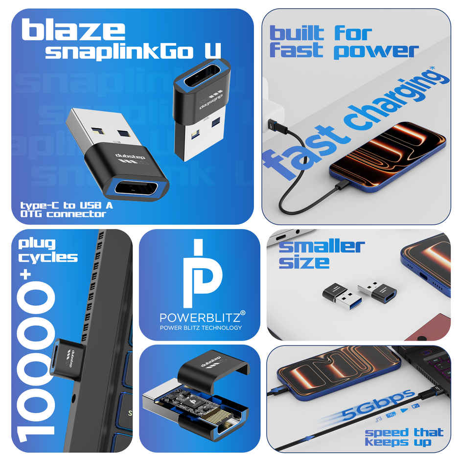 Dubstep Snaplink Go U | Type-C to USB A OTG Connector | Black
