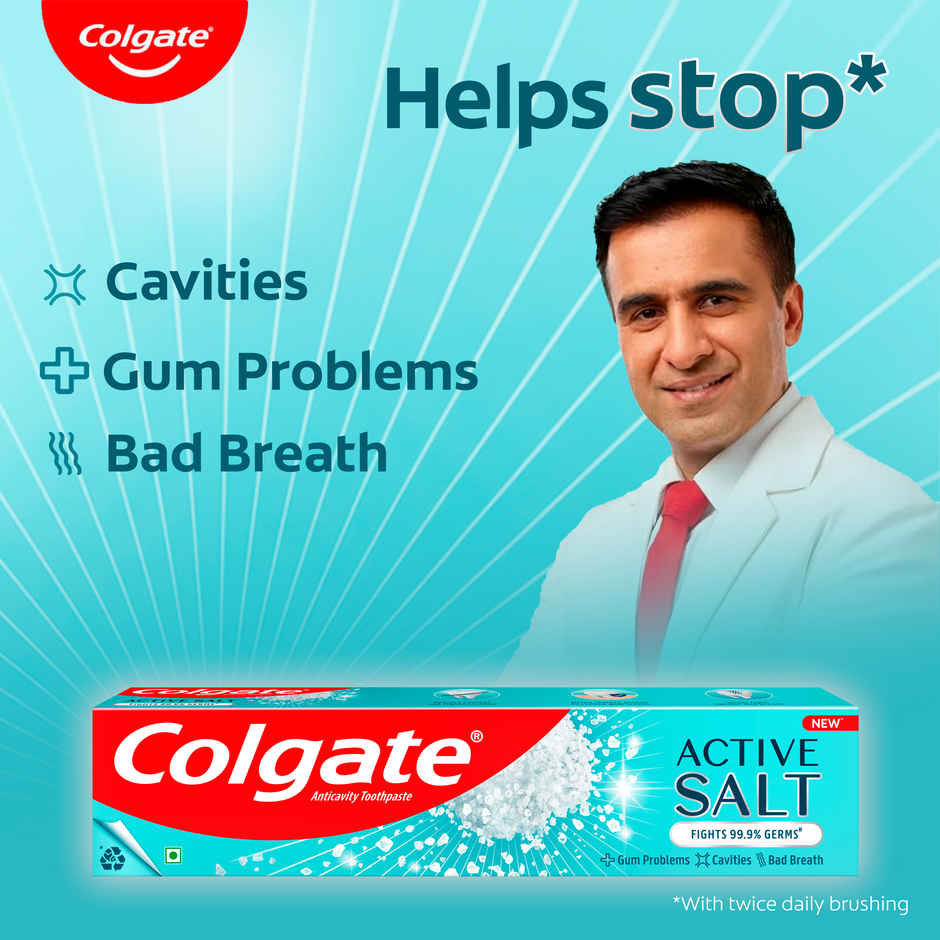 Colgate Active Salt Toothpaste, Germ Fighting Toothpaste for Healthy Gums and Teeth (Saver Pack)