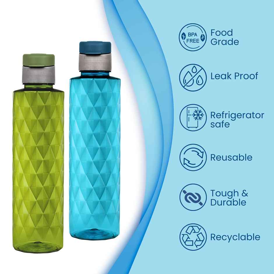 Flair Forever Pet Bottle With Fliptop Cap | Blue & Green | 1 L