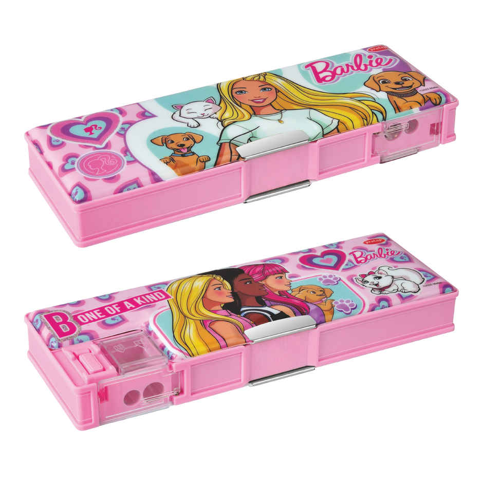PRATAP Mag lock Junior Dual Side Pencil box with 2 sharpener Purple Barbie