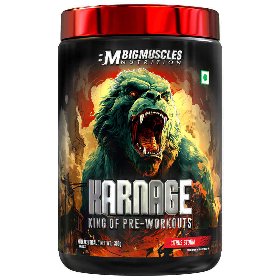 Big Muscles Nutrition Karnage Pre Workout | Citrus Storm , 60 Servings