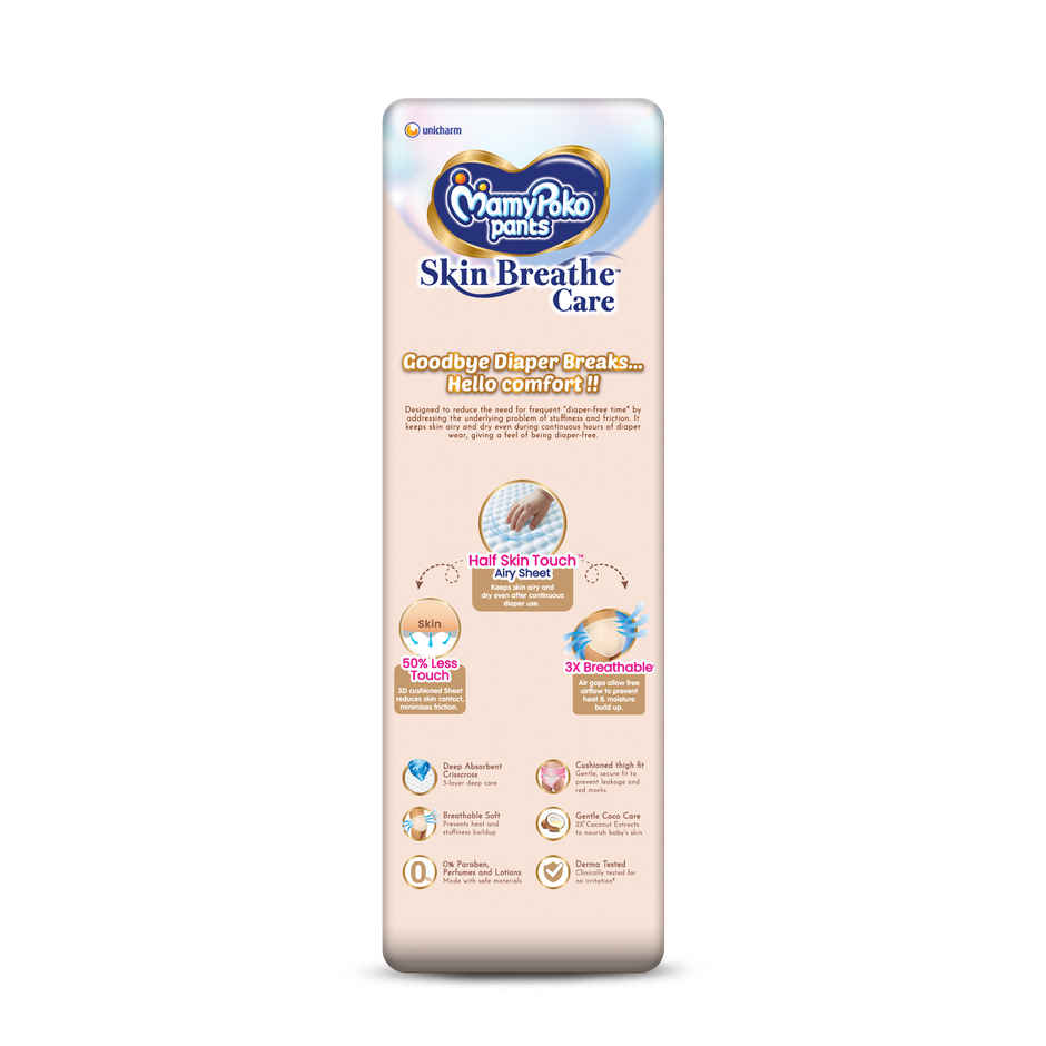 Mamypoko Pants Skin Breathe Care Baby Diapers | Size L | 9 to 14 kgs | Derma Tested