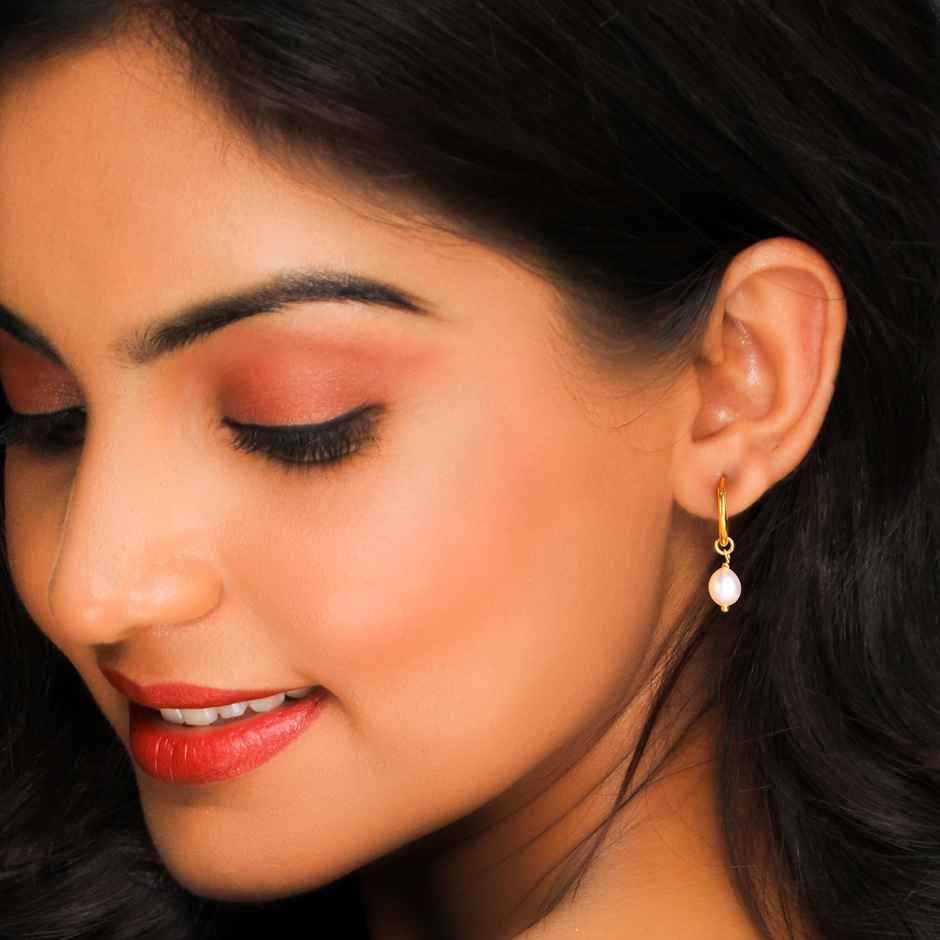 Giva Golden Pearl Drop Hoops