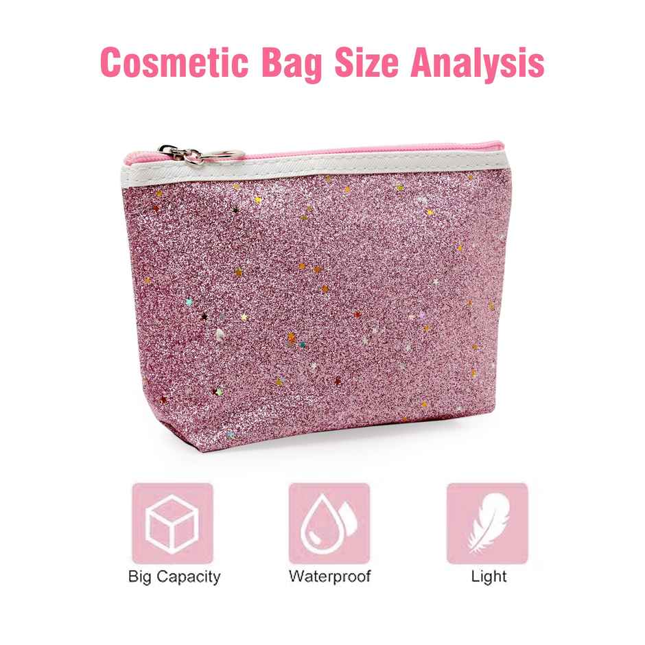 Bronson Professional Glitter Bling Mini Makeup Travel Pouch Kit Cosmetic Organizer Vanity Bag