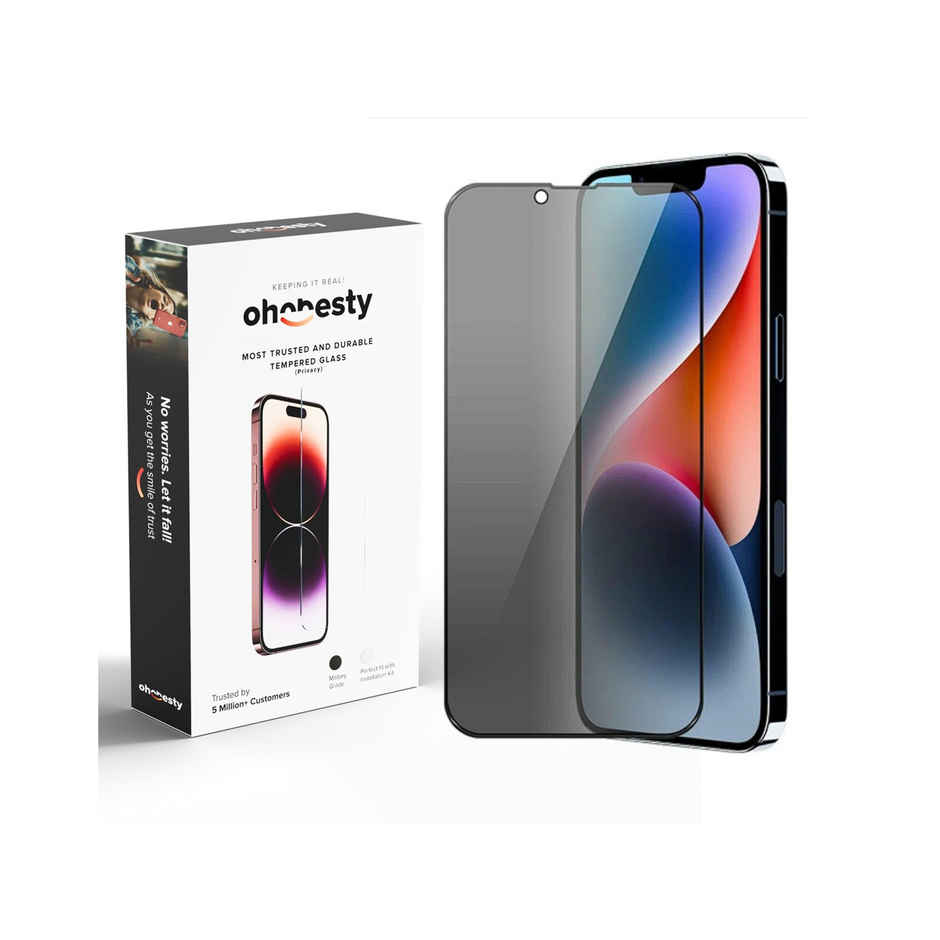 OHONESTY Privacy Tempered Glass for iPhone 14 Pro Max| Anti-Spy Screen Protector| Black