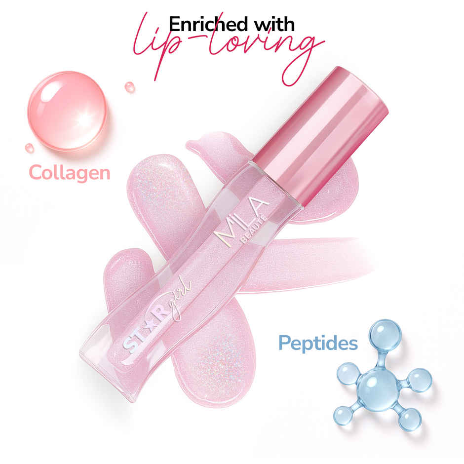 Mila Beaute Star Girl Shimmer Lip Gloss Plumping Hydrating With Peptides Collagen Prism