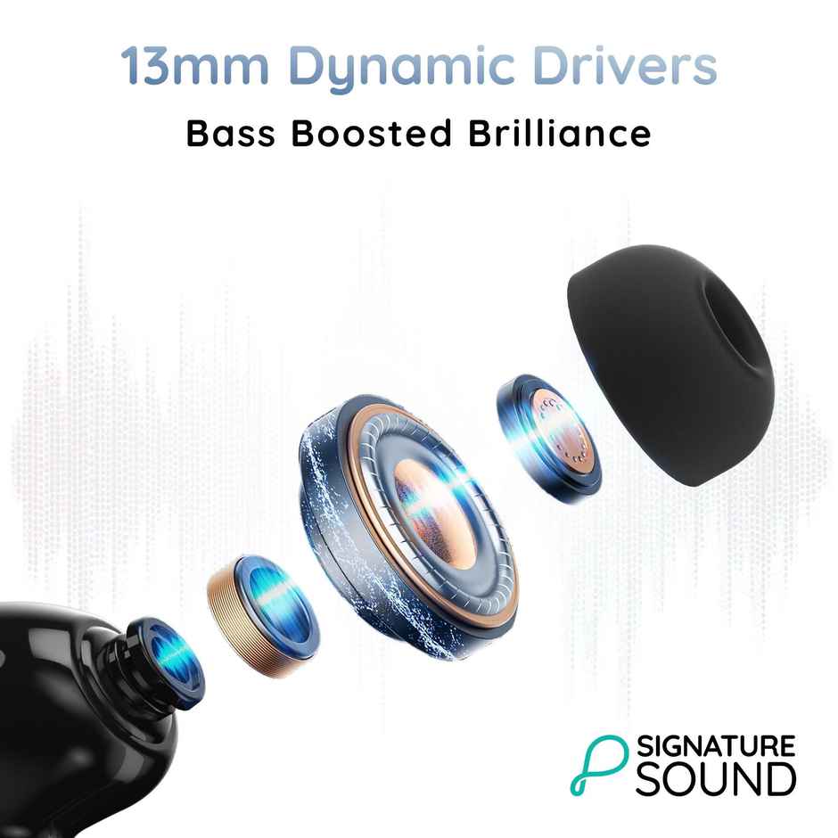 Pebble Blissbuds Ace Earbuds | Clear Sound, ANC, ENC, Quad Mics, Gaming Low Latency Mode