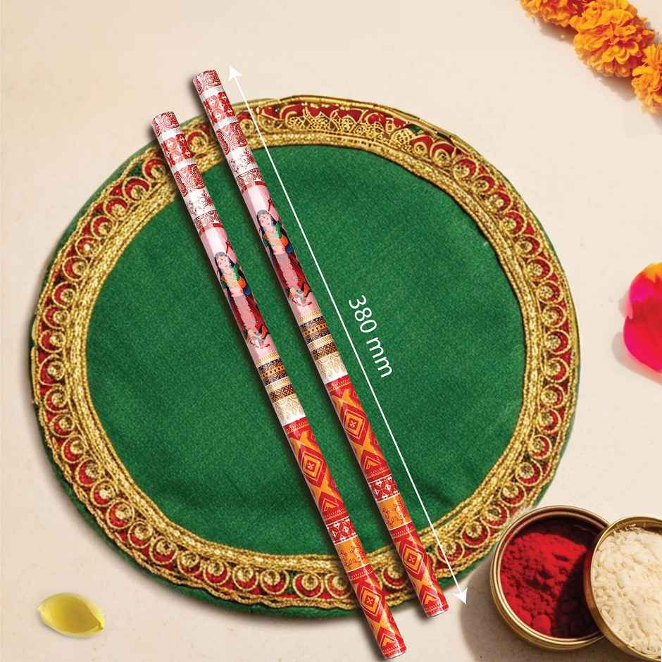Navratri Wooden Dandiya Sticks | Traditional Garba Dance Sticks | Red | Cycle Pure