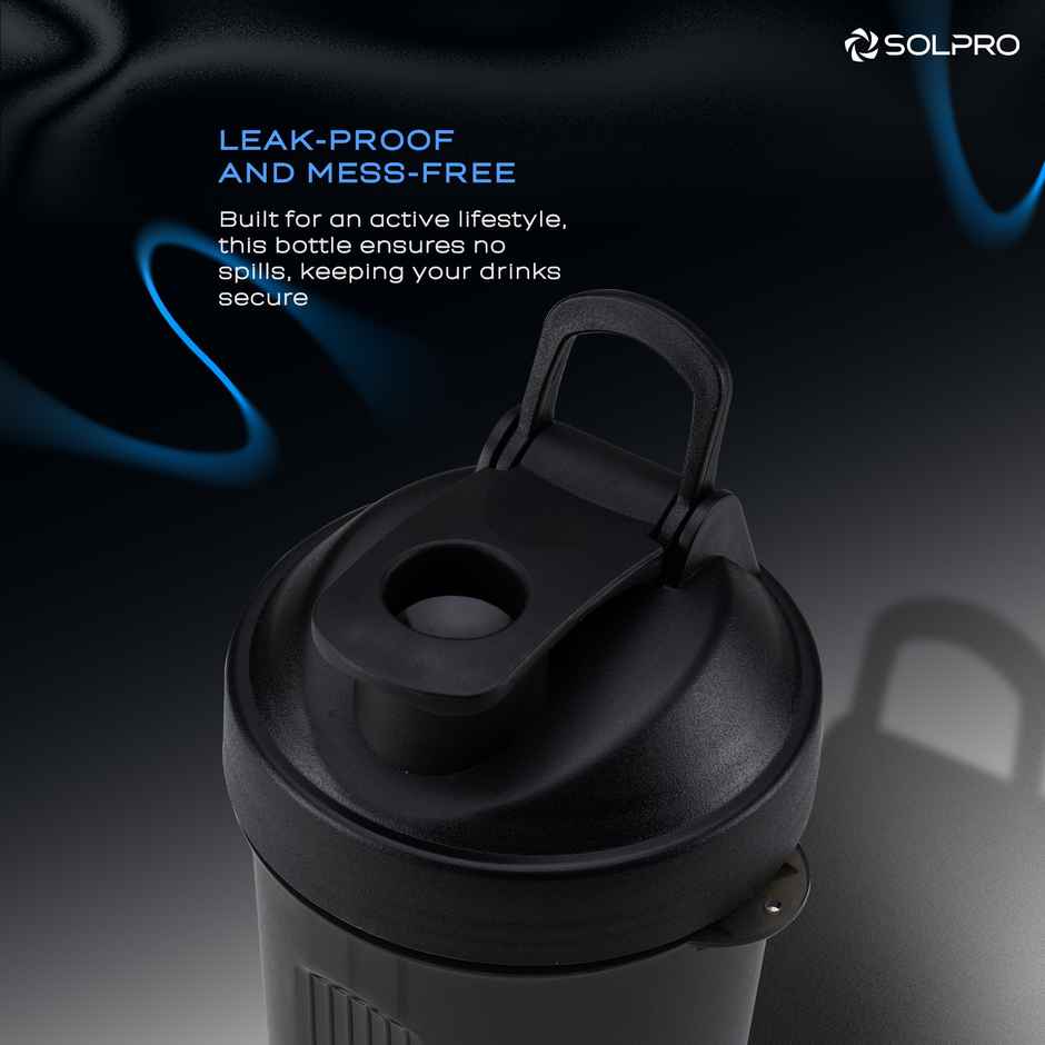 Solpro Blaze Shaker Bottle | Black | BPA Free | 800 ml