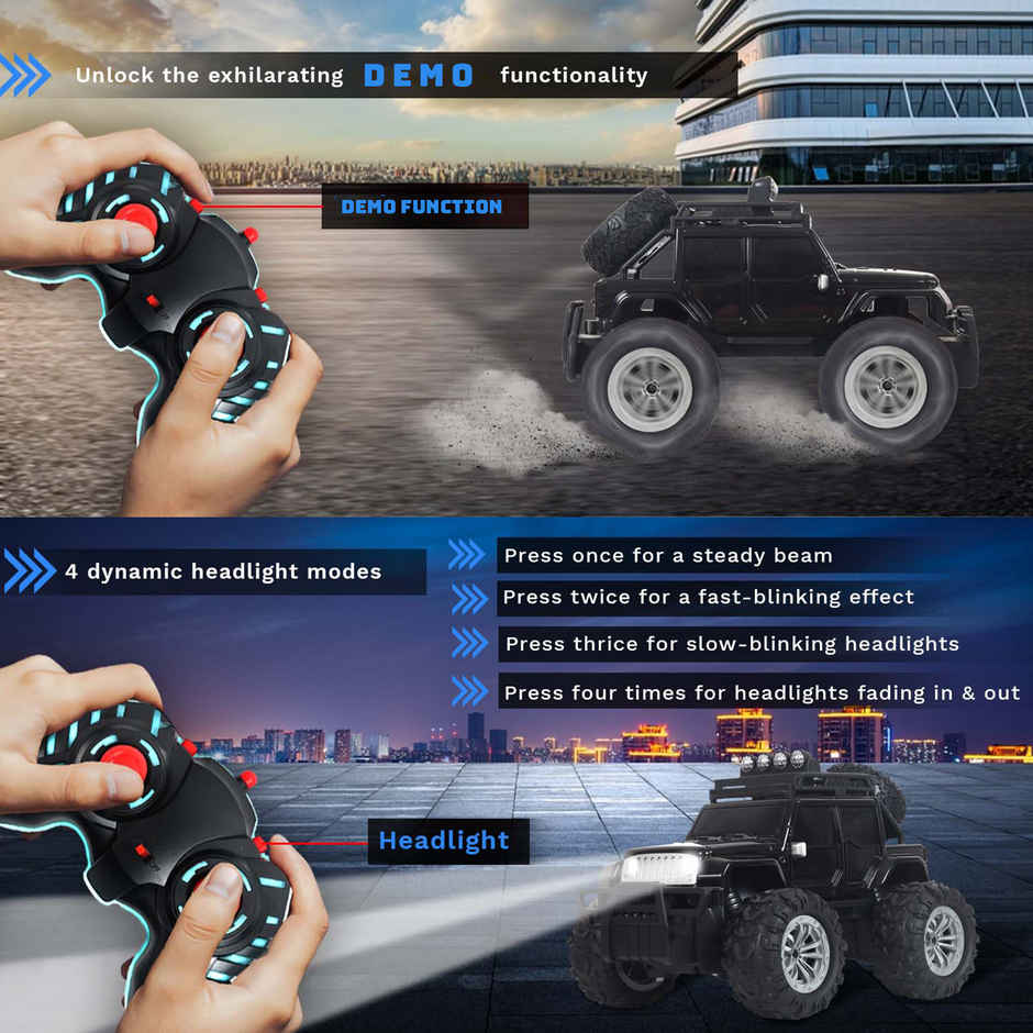 Race N Roll Off Roader Rechargeable Remote Control Monster Truck - Jee Black