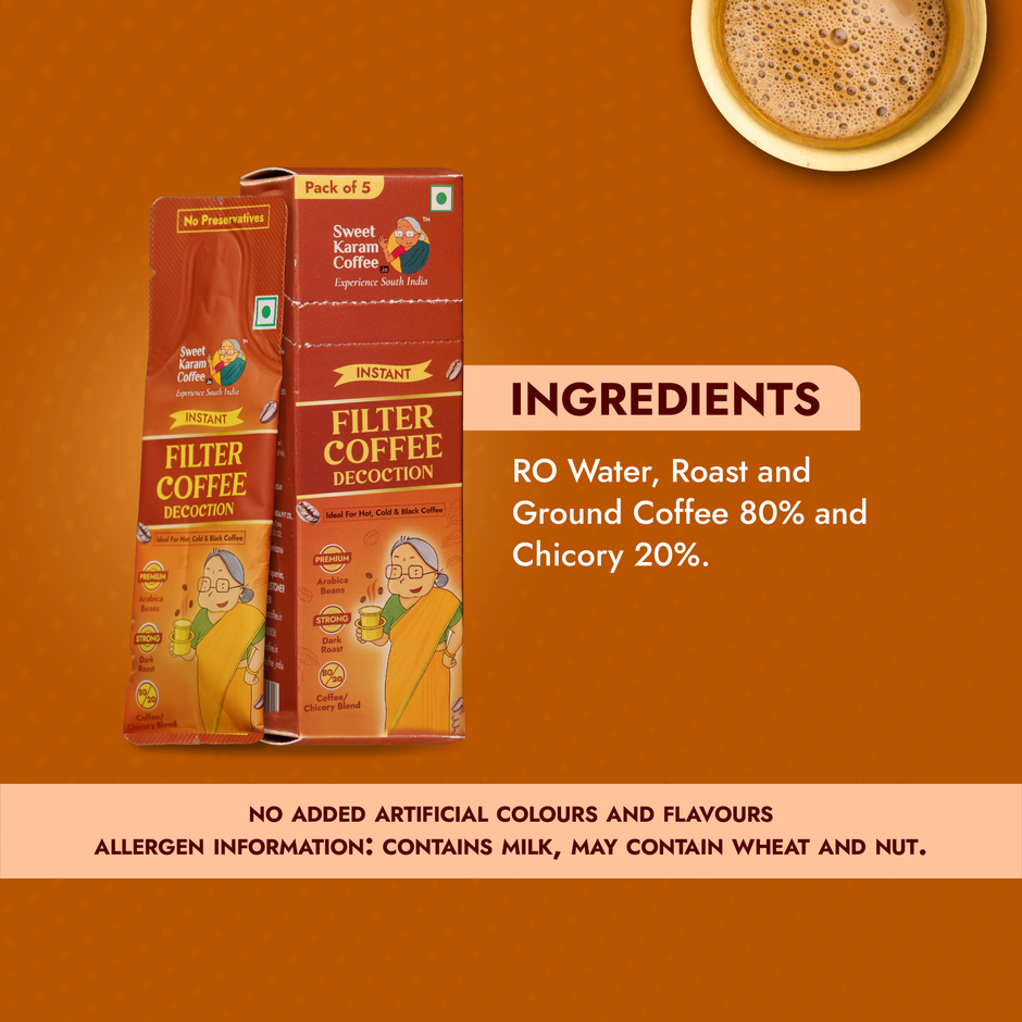Sweet Karam Coffee Instant Filter Coffee Decoction | Black | Hot & Cold