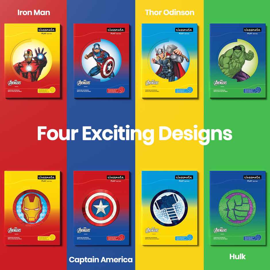 Classmate Unruled Play Series Avengers| Assorted 3 In 1 Flip Cover Notebook (24 x 18 Cm, 2660030)