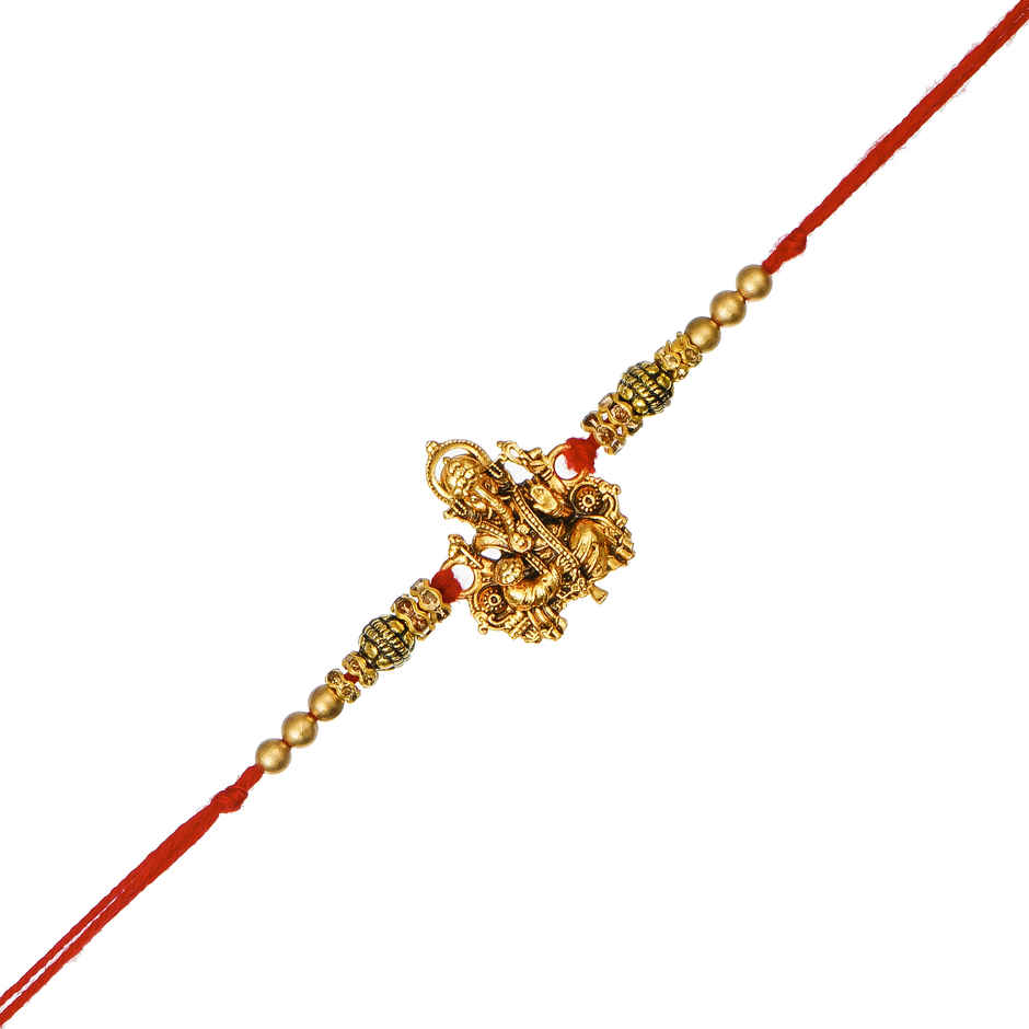 Rakhi for Brother | Golden Designer Ganesha | Religious | Includes Roli Chawal | Pack of 1 | Ecraftindia