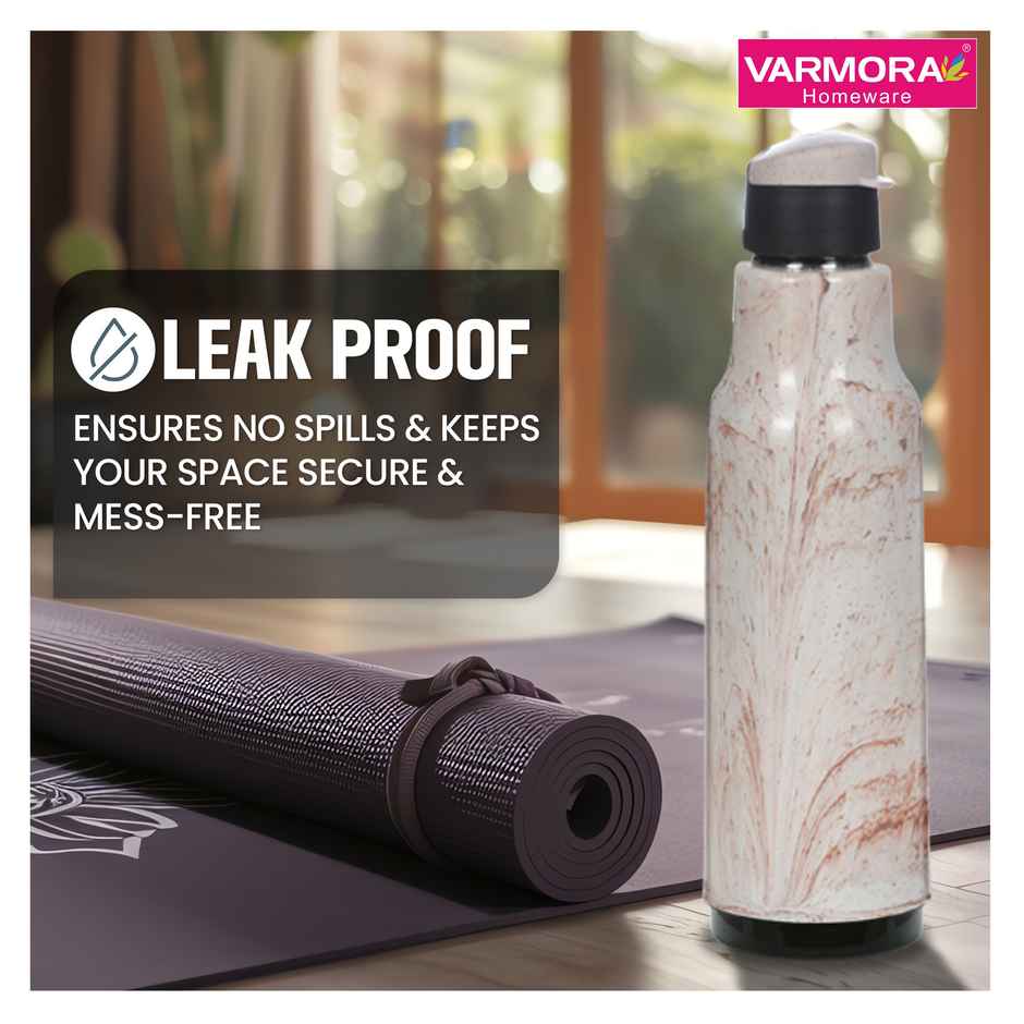 Varmora SS Sofia 600- Insulated Inner Steel Water Bottle Brown Plastic Hot & Cold 600 ml