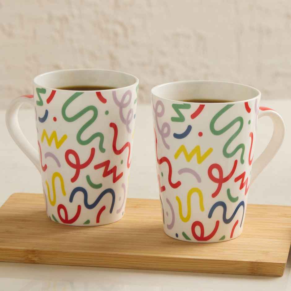 United Colors of Benetton Bone China Printed Mug | Microwave Safe | Gift Set - 320 ml