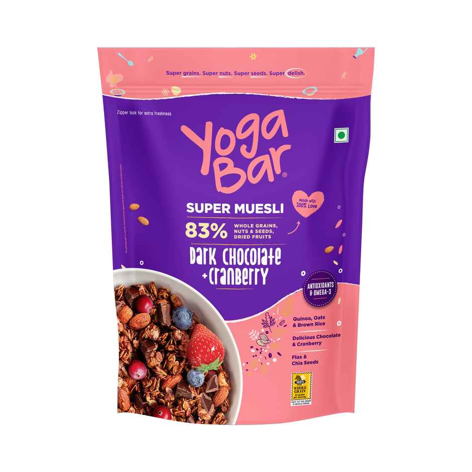 Yoga Bar Muesli Dark Chocolate & Cranberry,Breakfast Cereals, Protein Granola, Gluten Free