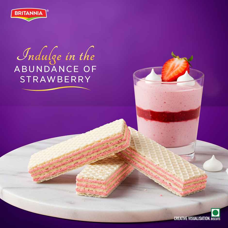 Britannia Treat Rich Creme Strawberry Flavoured Wafers | Combo