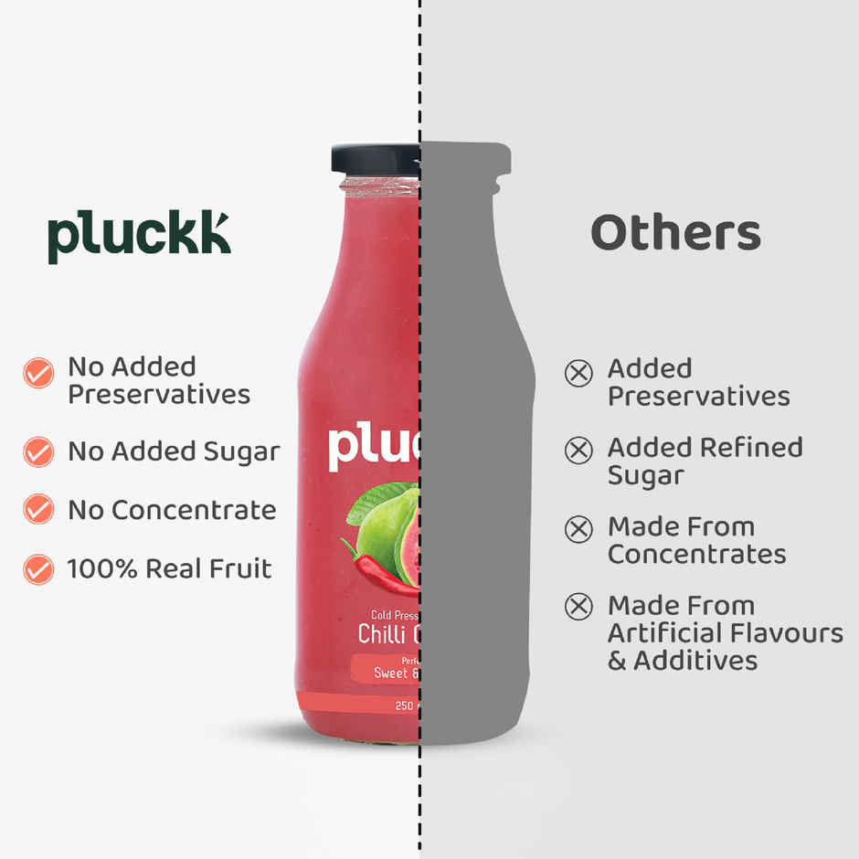 Pluckk Cold Pressed Extracted Guava Juice |No Preservatives | No Added Sugar