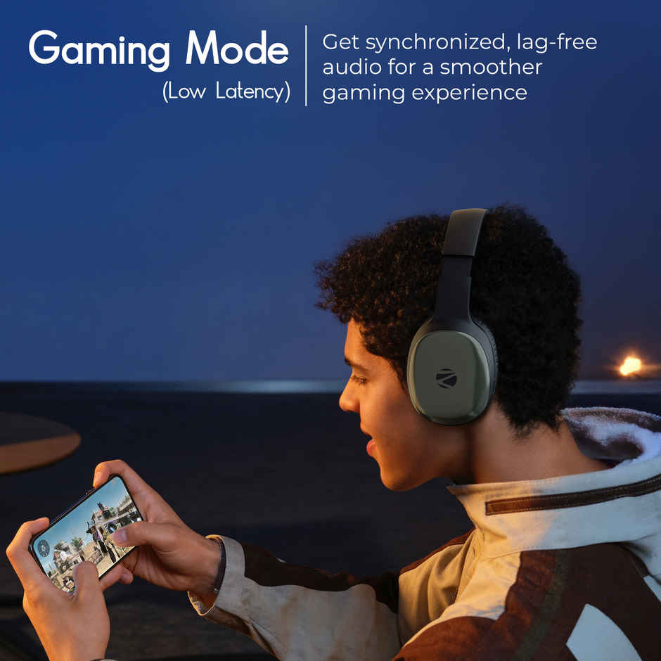 Zebronics Thunder Pro BT Headphone, Gaming Mode, ENC, Call Function, Aux, mSD, 60h (Olive Green)
