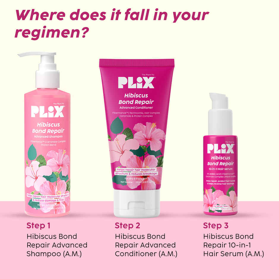 Plix The Plant Fix Hibiscus Bond Repair Advanced Shampoo For Damaged | Frizzy Hair