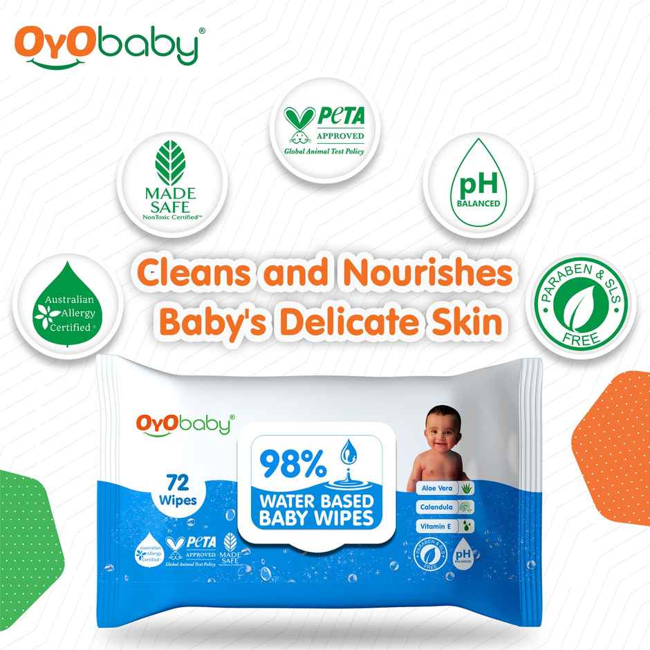 Oyo Baby Soft Wet Wipes Enriched With Aloe Vera, Cleansing Baby Wet Wipes With Lid, Pack Of 3