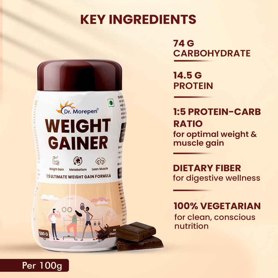 Dr. Morepen High Protein Weight Gainer with 1:5 Real Weight Gain Formula | Irish Chocolate