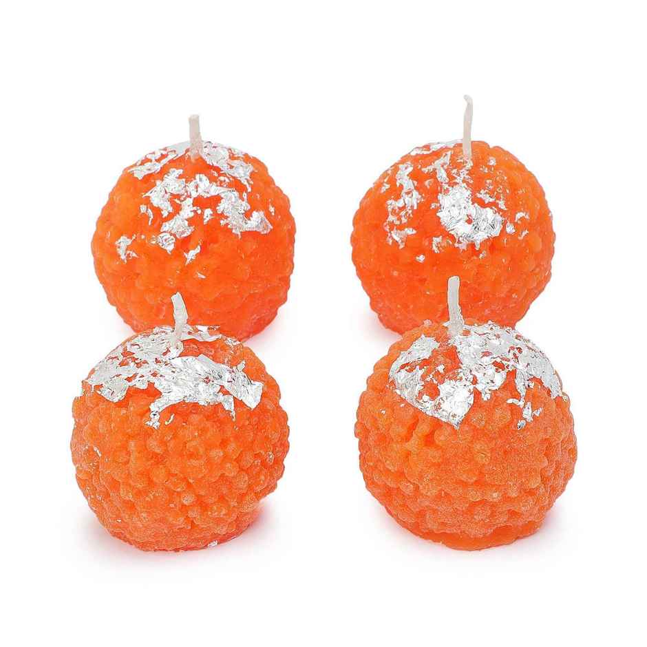 Ladoo Candle Set | Unscented | Pack of 4 | Home Decor | Auradecor