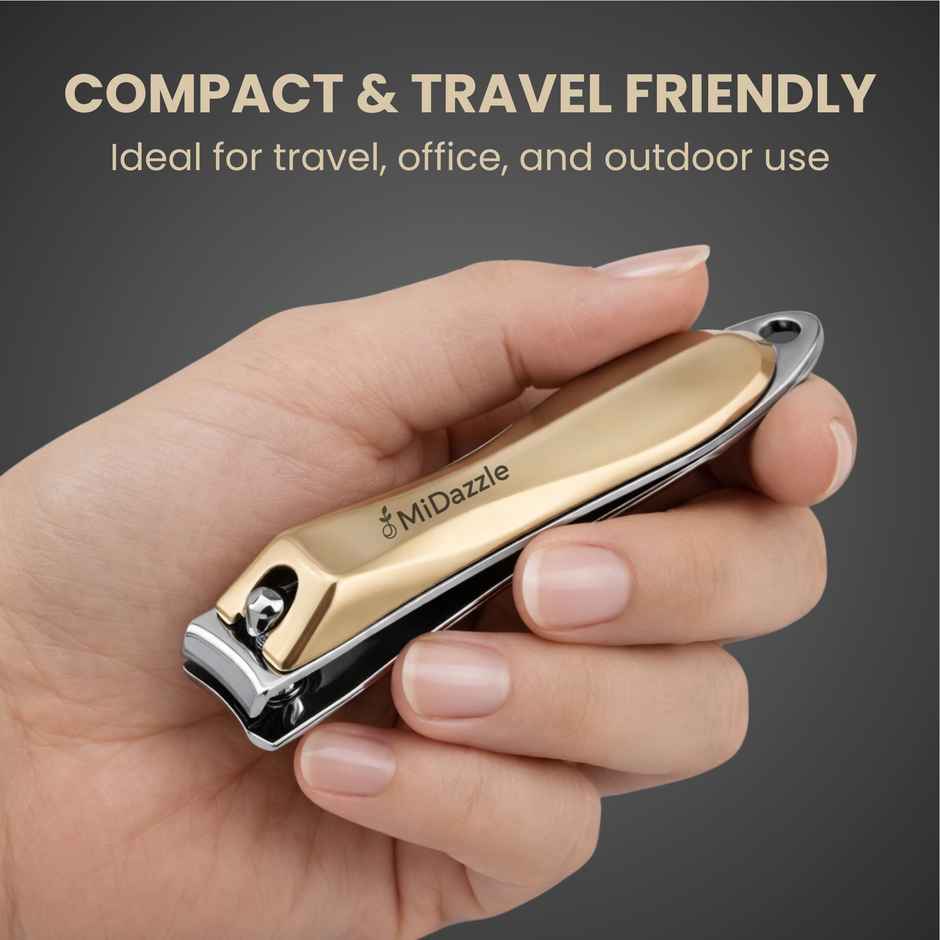 Midazzle Curve Nail Clipper, Fingernail and Toenail Cutter | Elegant Gold | MINA3708