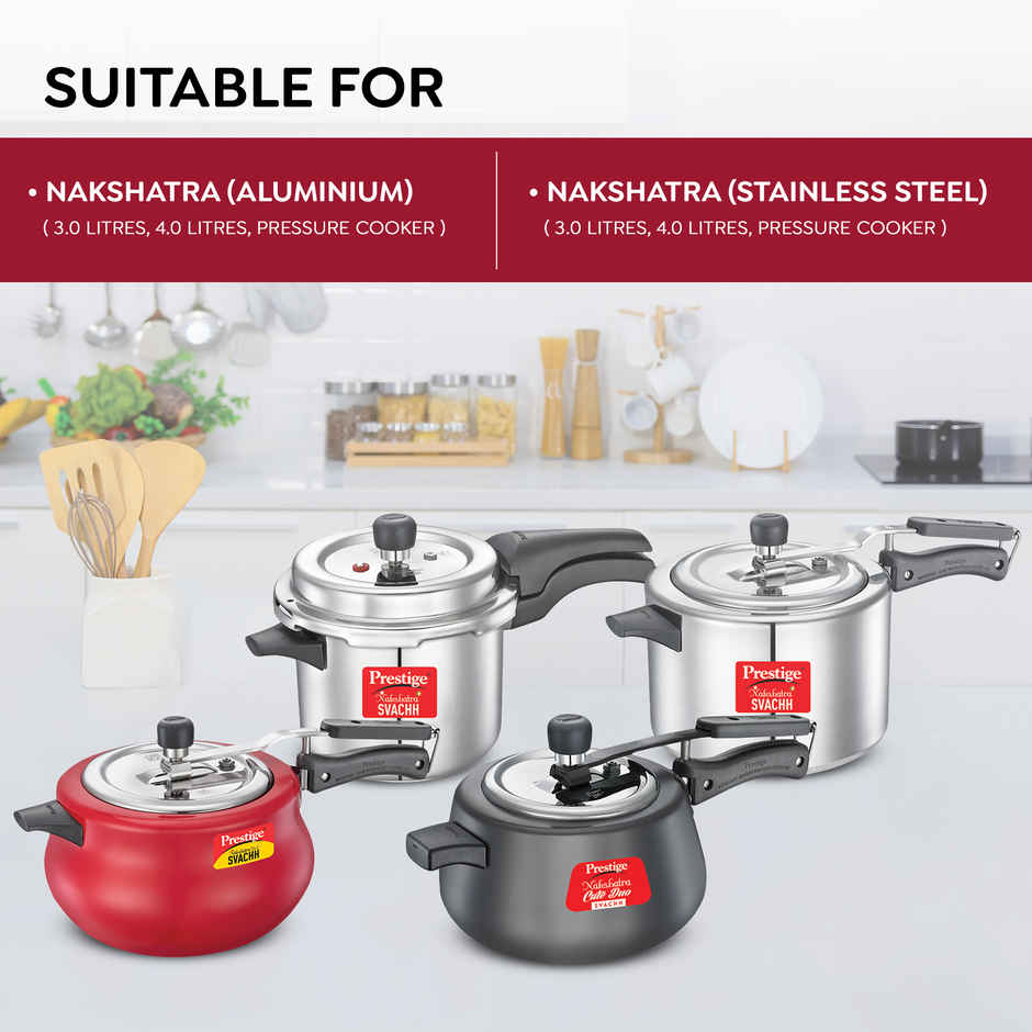 Prestige Nakshatra Inner Lid Pressure Cooker Gasket, 3 & 4 Litres - Black
