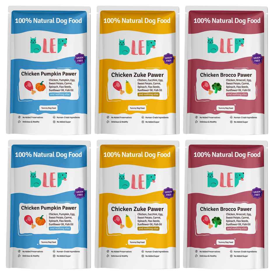 BLEP 100% Natural Dog Food | Chicken Pumpkin, Zucchini, Broccoli | 6 Packs | Zero Preservatives