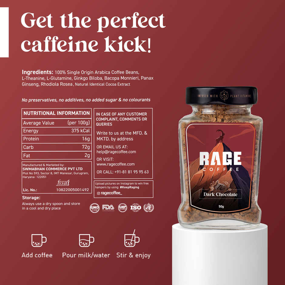 Rage Coffee Dark Chocolate Flavour - Premium Arabica Instant Coffee