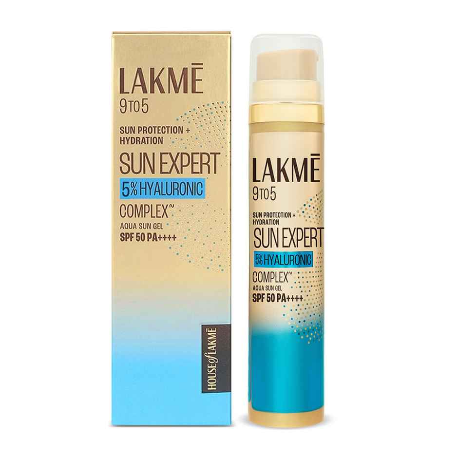 Lakme 5% Hyaluronic water-light Sunscreen Gel SPF 50 PA++++ For Oily Skin, Plump & Hydrated Skin