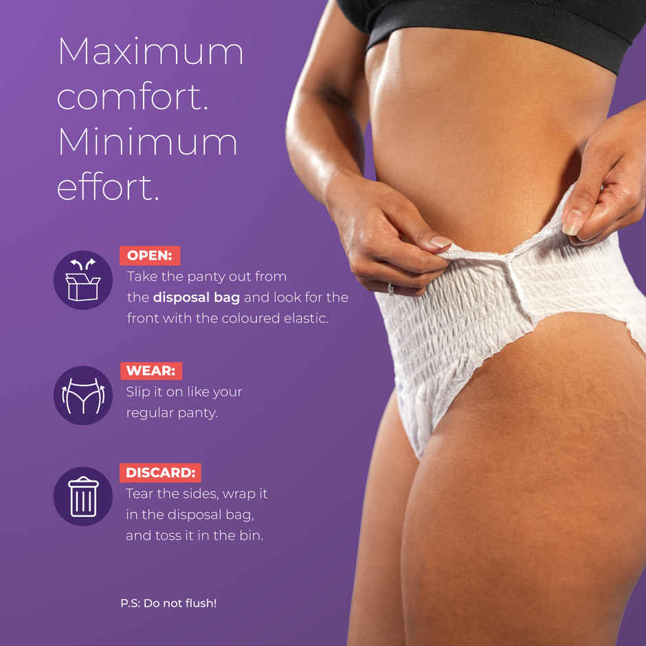 Nua Multi-Size Sanitary Pads With Disposal Cover | 3Xl+, 5Xl, 4L (12pc) & Nua Comfort Disposable Period Panties Xl-Xxl | Ultra-Absorbent | Pack Of 5 Panties (5pc) Combo