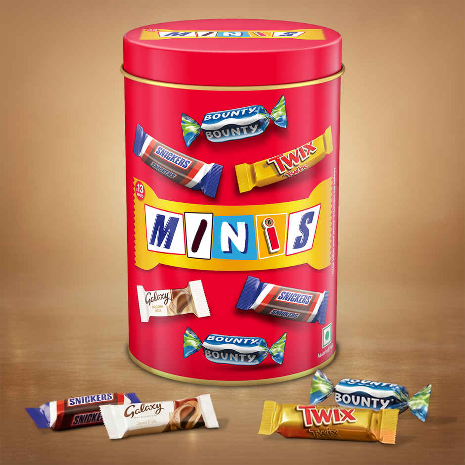 Snickers Best Of Our Minis Chocolate Gift Tin (133g) & And By Ajmal Love Muse Eau De Perfume & Dainty Glam Body Mist For Women (250ml) Combo