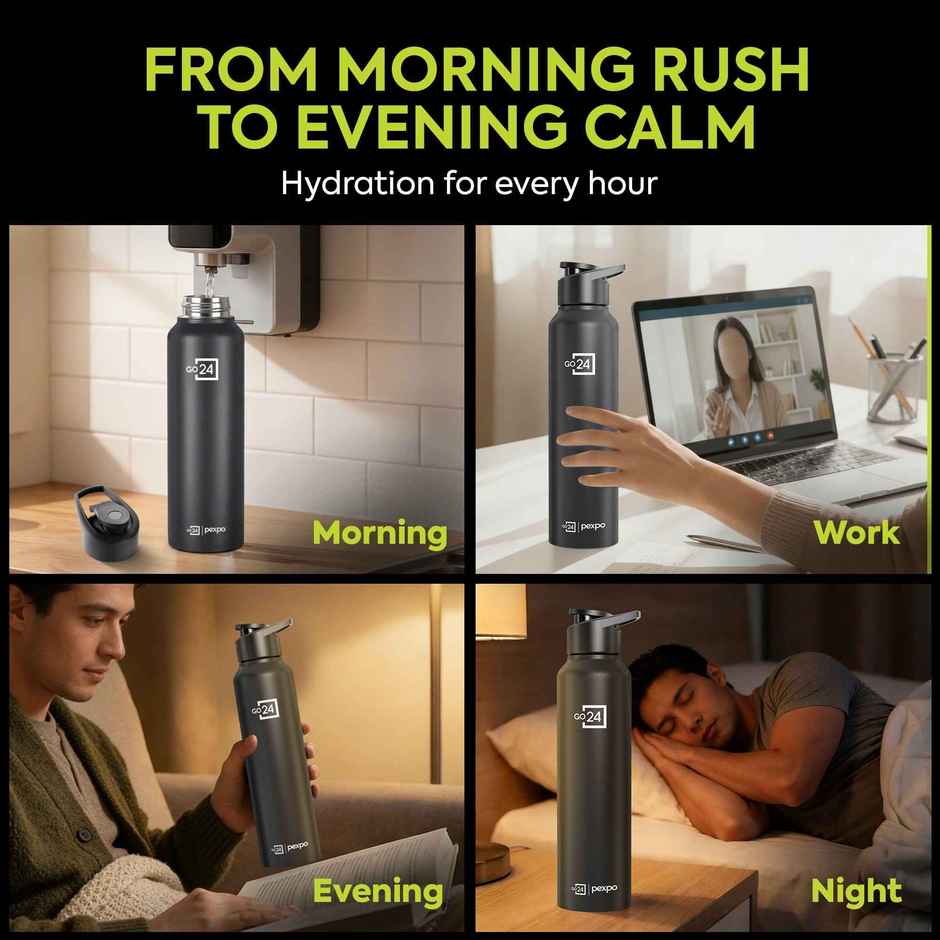 Pexpo Stainless Steel Chromo Sports/Fridge Sipper Water Bottle | Knight Black | 1 L