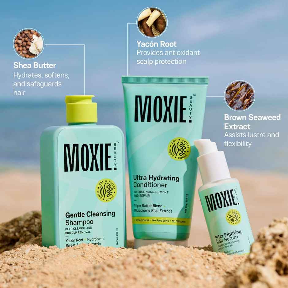 Moxie Beauty Ditch-The-Frizz Trio Gentle Cleansing Shampoo Ultra Hydrating Conditioner Hair Serum