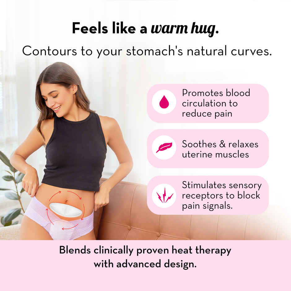 Plush Cramp Relief Heating Patch (2pc) & Plush Rash Free Sanitary Pads 50Xxl | Free Disposal Pouches (1pc) Combo