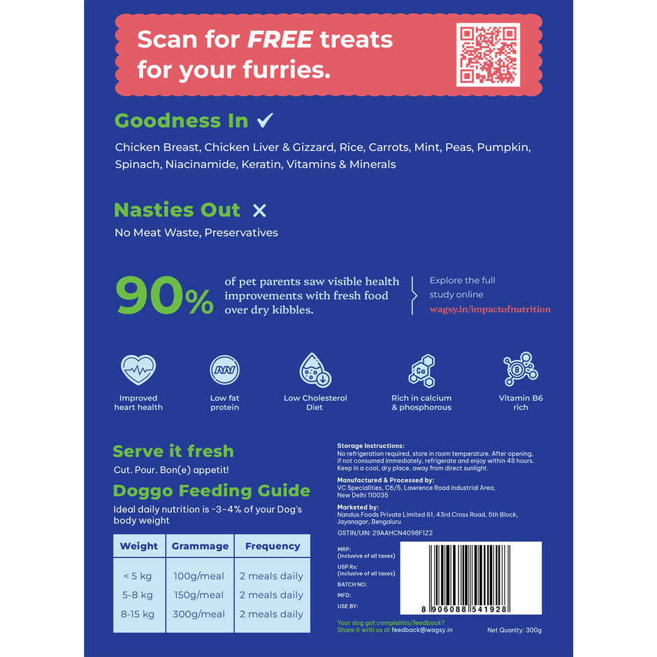 Wagsy - Chicken Biryani | Fresh Wet FOOD For Dogs