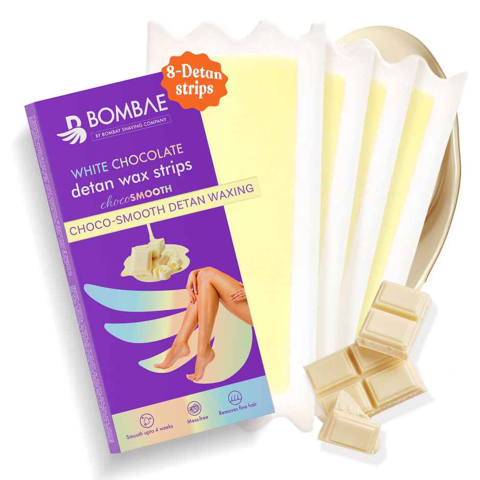 Bombae White Chocolate Full Body Wax Strips For Women | 8 Strips And 2 Post Wax Wipes
