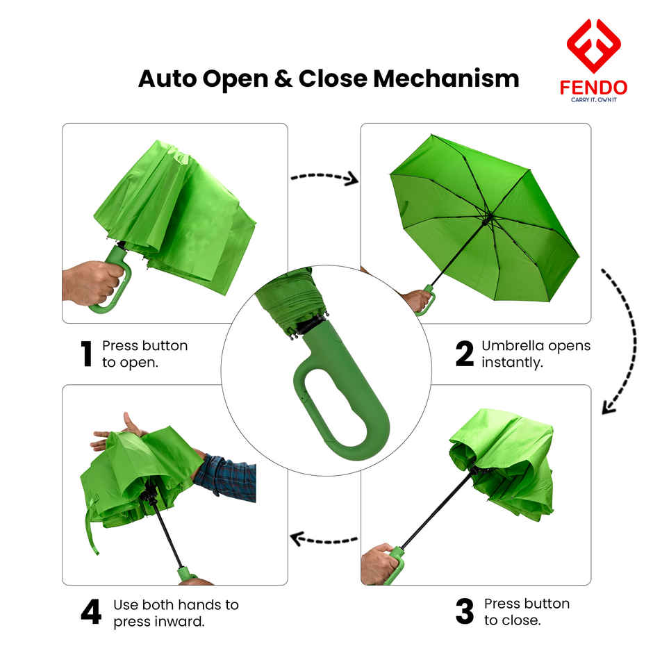 Fendo Clutch Umbrella | Green | 20 Inch | 3 Fold