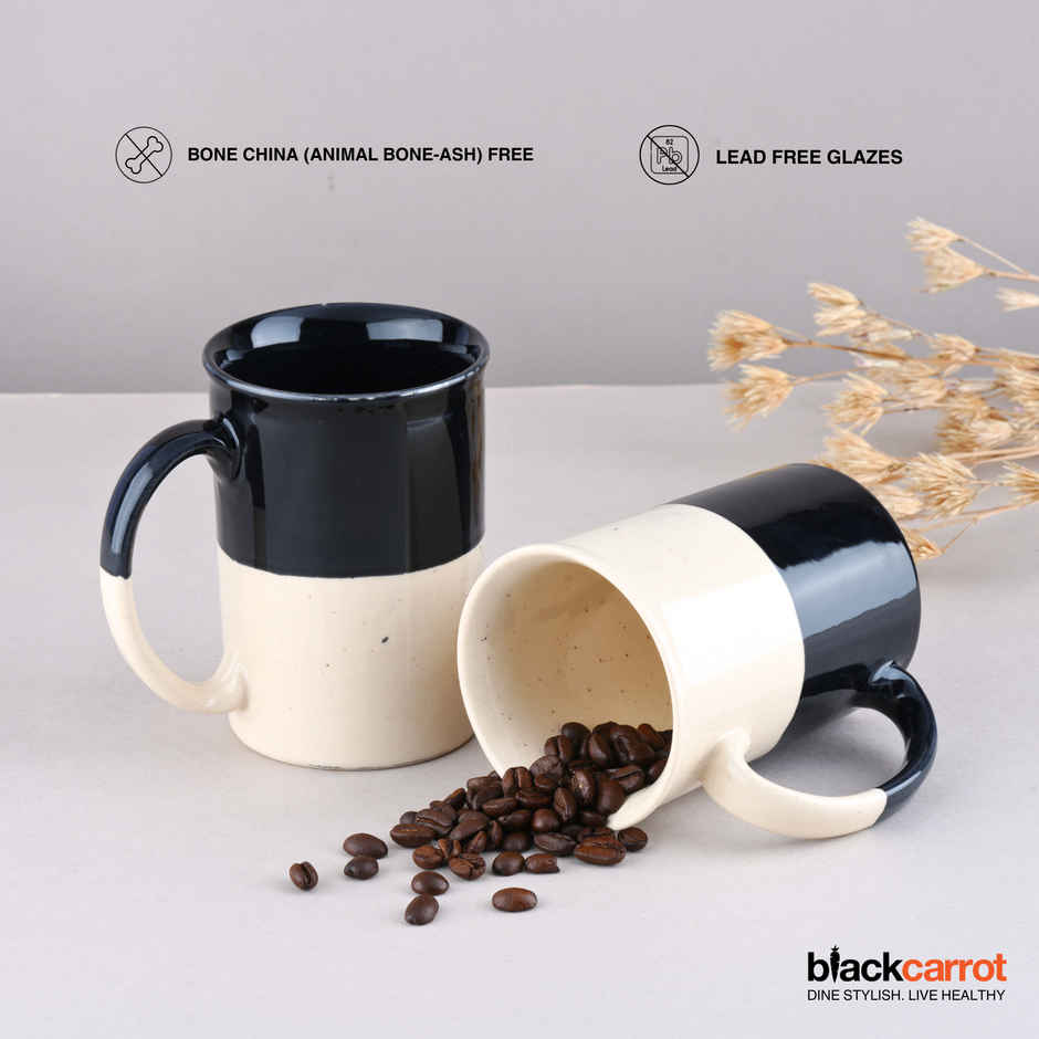 BlackCarrot Black & White Tall Mug Set | Animal Bone Ash Free Stoneware