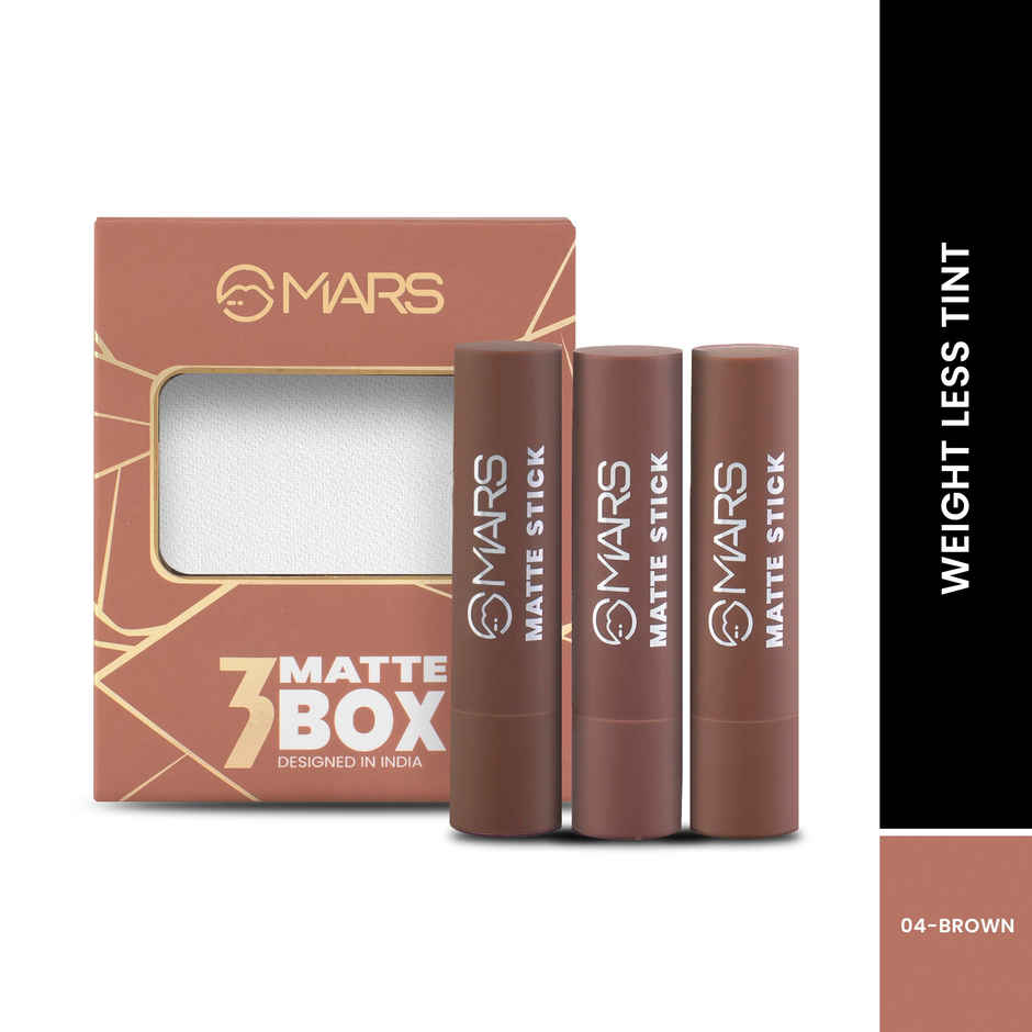 MARS Cosmetics Gift Box Set of 3 Matte Lipsticks | 04-Brown