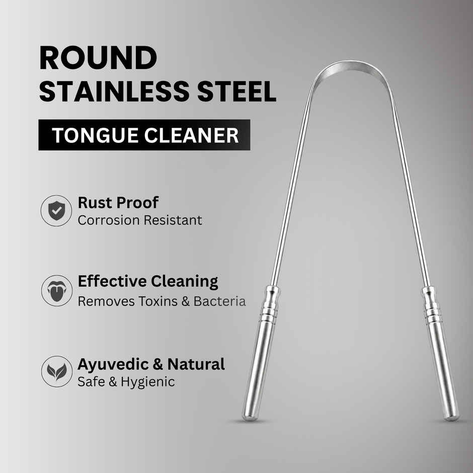 Midazzle Metal Stainless Steel Tongue Cleaner with Handle | MIOT7502